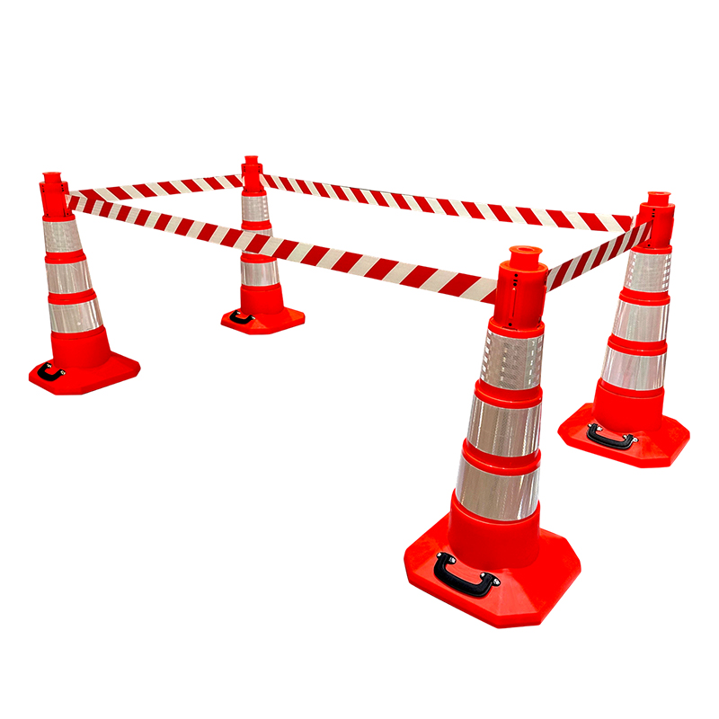 Road Traffic Cone - กรวยจราจรแบบพับได้ เงาสูง สะท้อนแสง สำหรับกรณีฉุกเฉิน พร้อมสายเตือนแยกส่วน