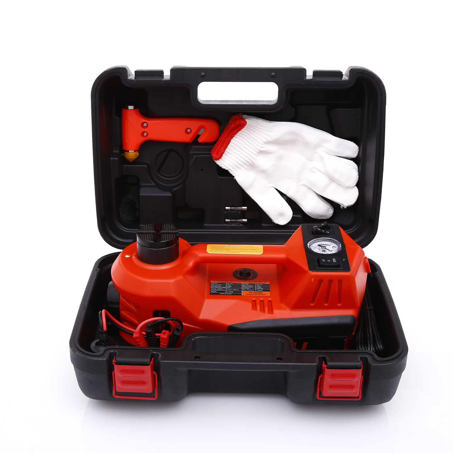 Hydraulic Floor Jack - แม่แรงยกรถไฟฟ้า 12V 5 ตัน พร้อมปั๊มลมยางและไฟฉาย LED