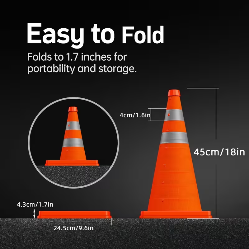กรวยจราจรแบบพับได้ขนาด 45 ซม.  - Road Traffic Cone บทวิจารณ์และราคา