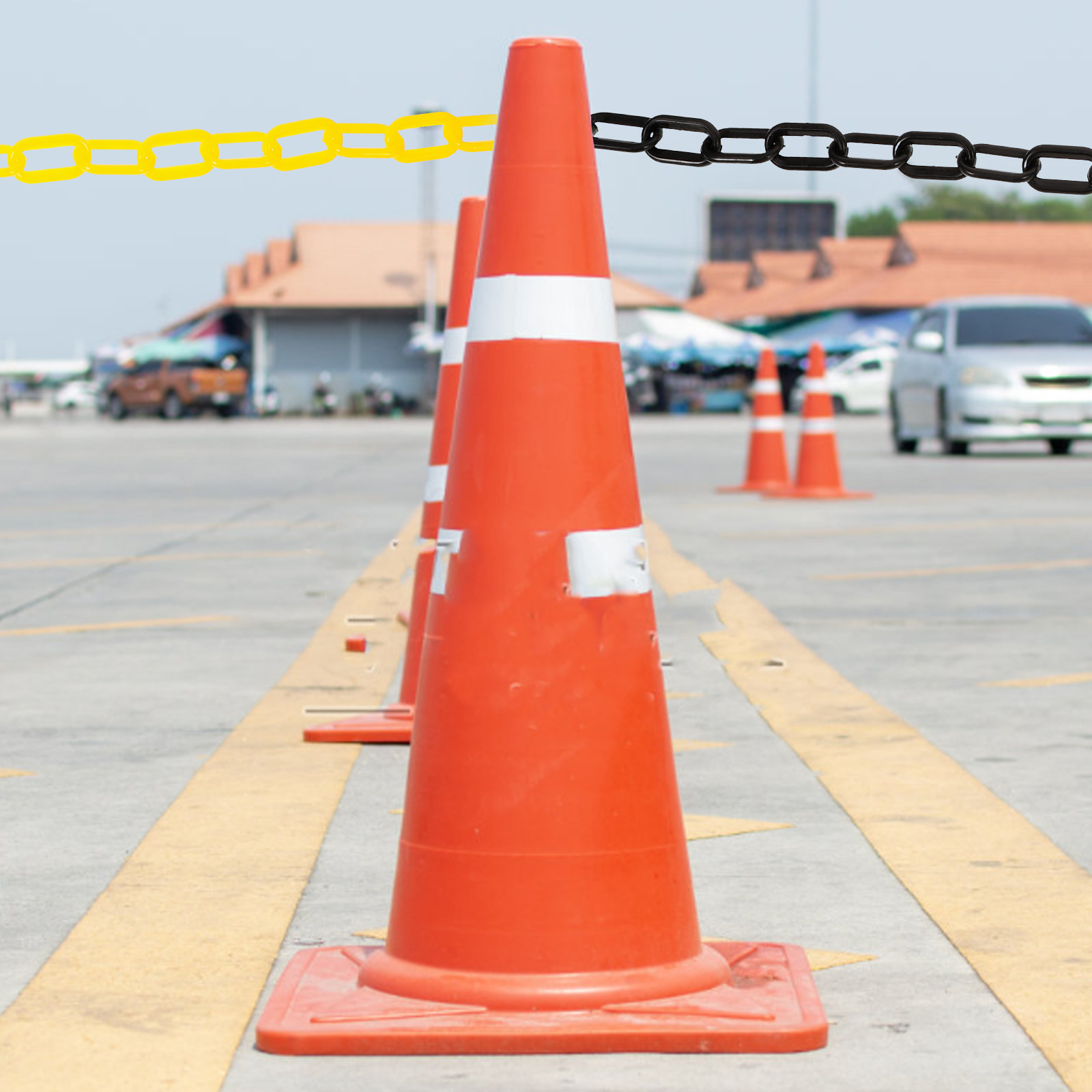 โซ่กั้นพลาสติกยาว 5 เมตร โซ่กั - Road Traffic Cone บทวิจารณ์และราคา