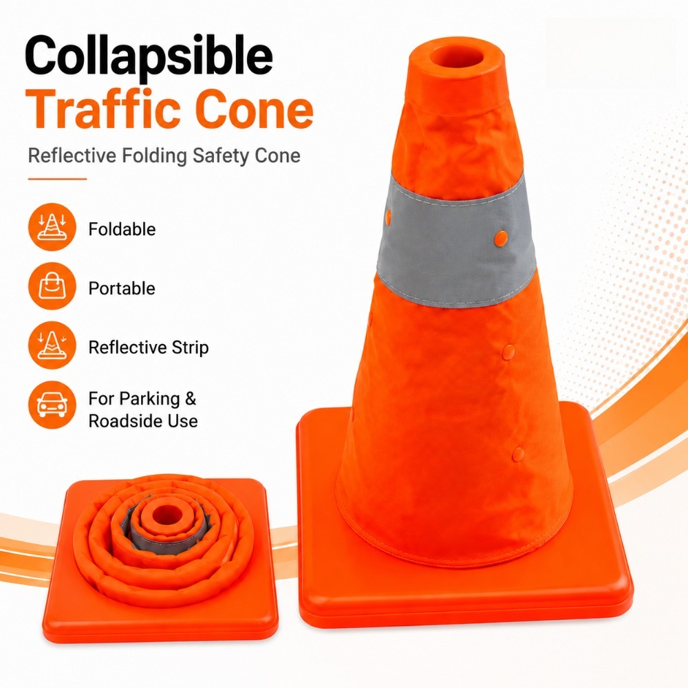 กรวยจราจรแบบพับได้สะท้อนแสง กร - Road Traffic Cone บทวิจารณ์และราคา